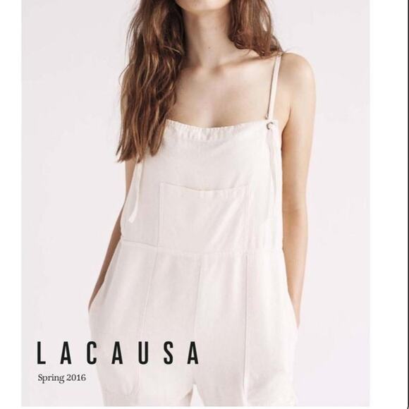 Lacausa Raw Silk Overalls size S Jumpsuit Pants in Cancas Pockets - Picture 8 of 9